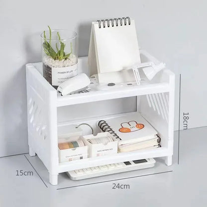 White Double-Layer Desktop Organizer Rack