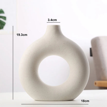 Nordic Donut Ceramic Hollow Vase