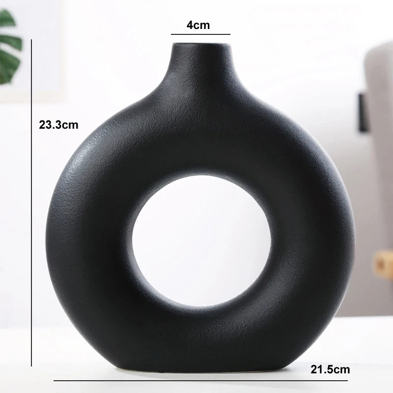 Nordic Donut Ceramic Hollow Vase
