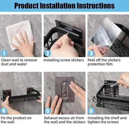 No-Drill Aluminum Bathroom Shelf