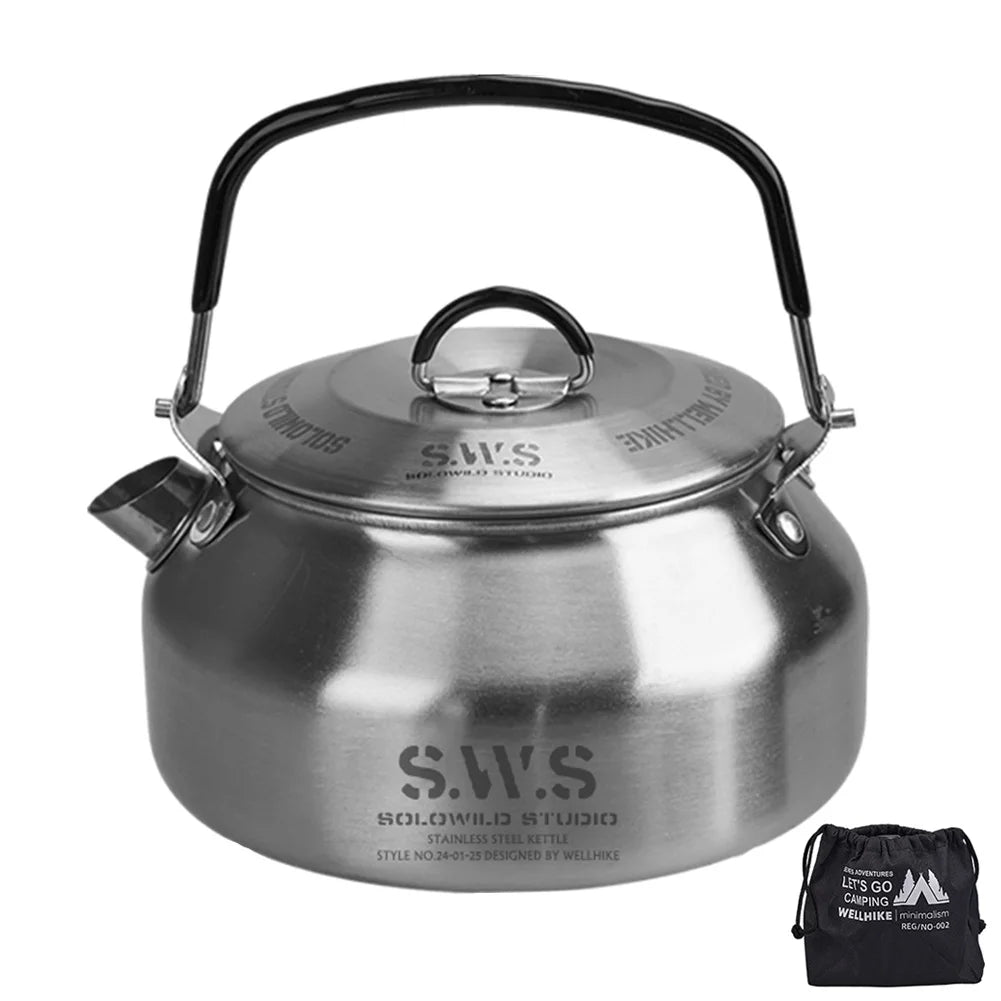 0.8L Portable Stainless Steel Camping Kettle