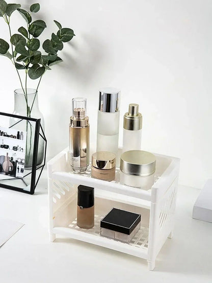 White Double-Layer Desktop Organizer Rack