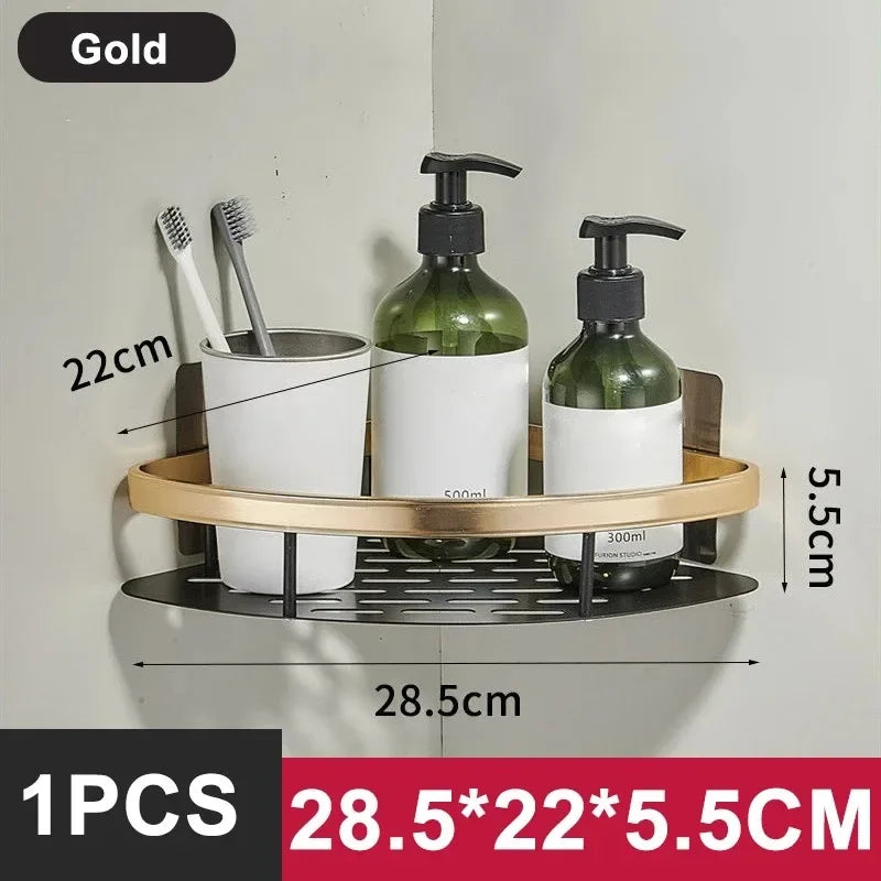 No-Drill Aluminum Bathroom Shelf