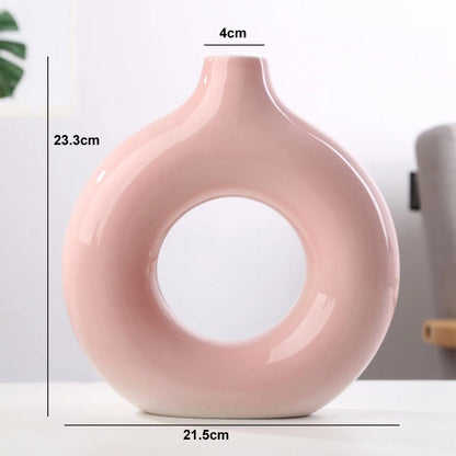 Nordic Donut Ceramic Hollow Vase