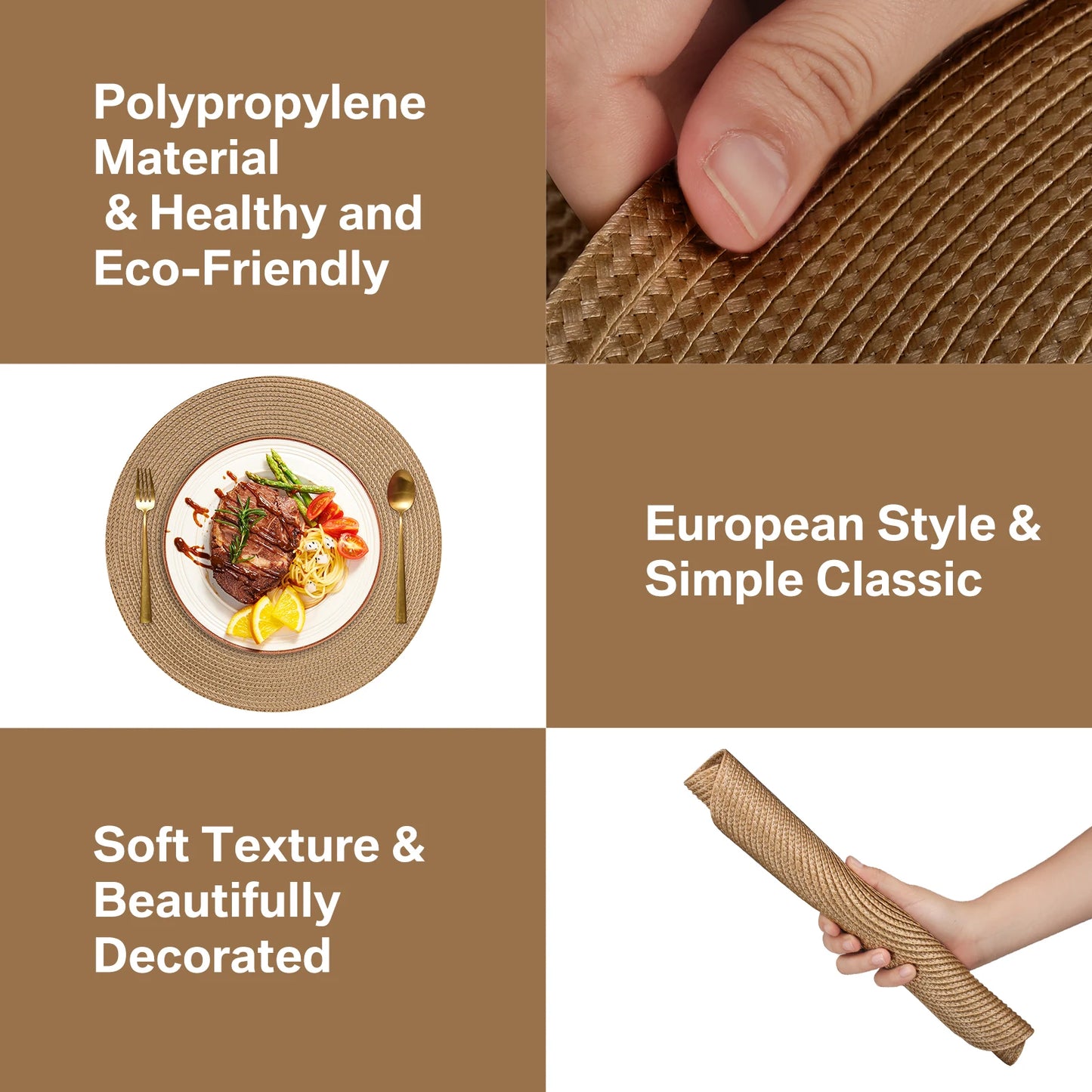 Round Braided Heat-Resistant Washable Dining Placemats
