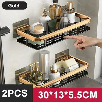 No-Drill Aluminum Bathroom Shelf