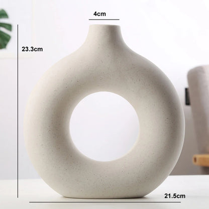 Nordic Donut Ceramic Hollow Vase
