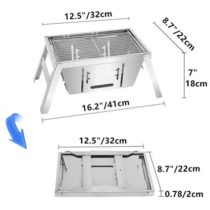 Stainless Steel Folding Smokeless Charcoal Barbecue Stove