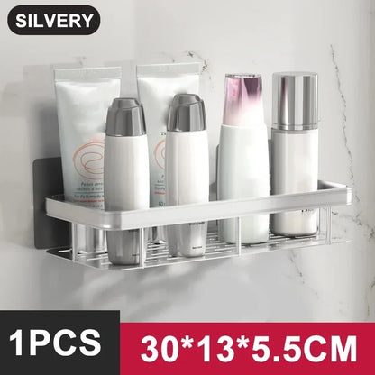 No-Drill Aluminum Bathroom Shelf