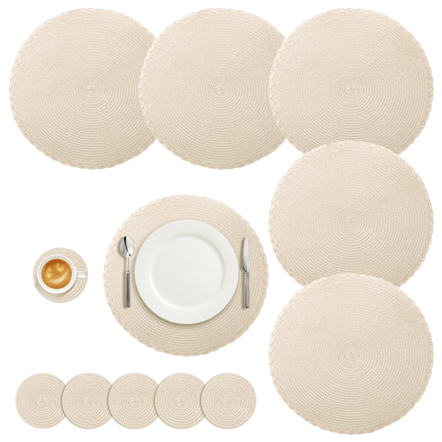 Round Braided Heat-Resistant Washable Dining Placemats