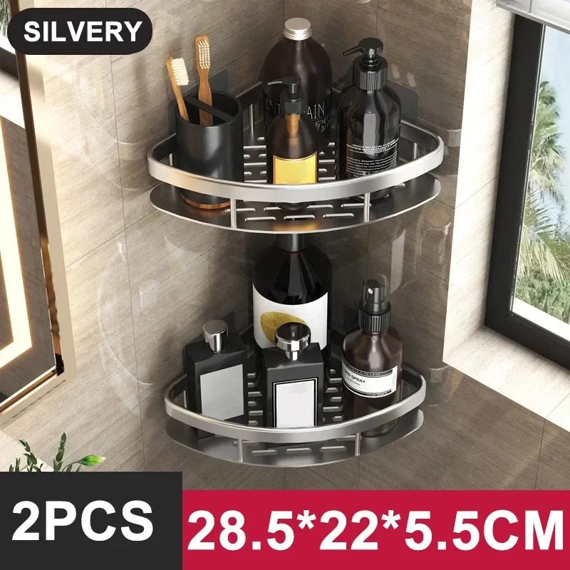 No-Drill Aluminum Bathroom Shelf