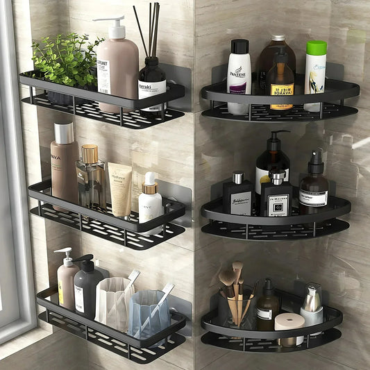 No-Drill Aluminum Bathroom Shelf