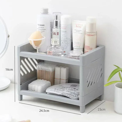 White Double-Layer Desktop Organizer Rack
