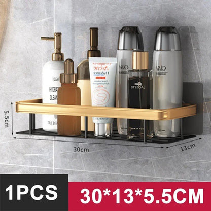 No-Drill Aluminum Bathroom Shelf