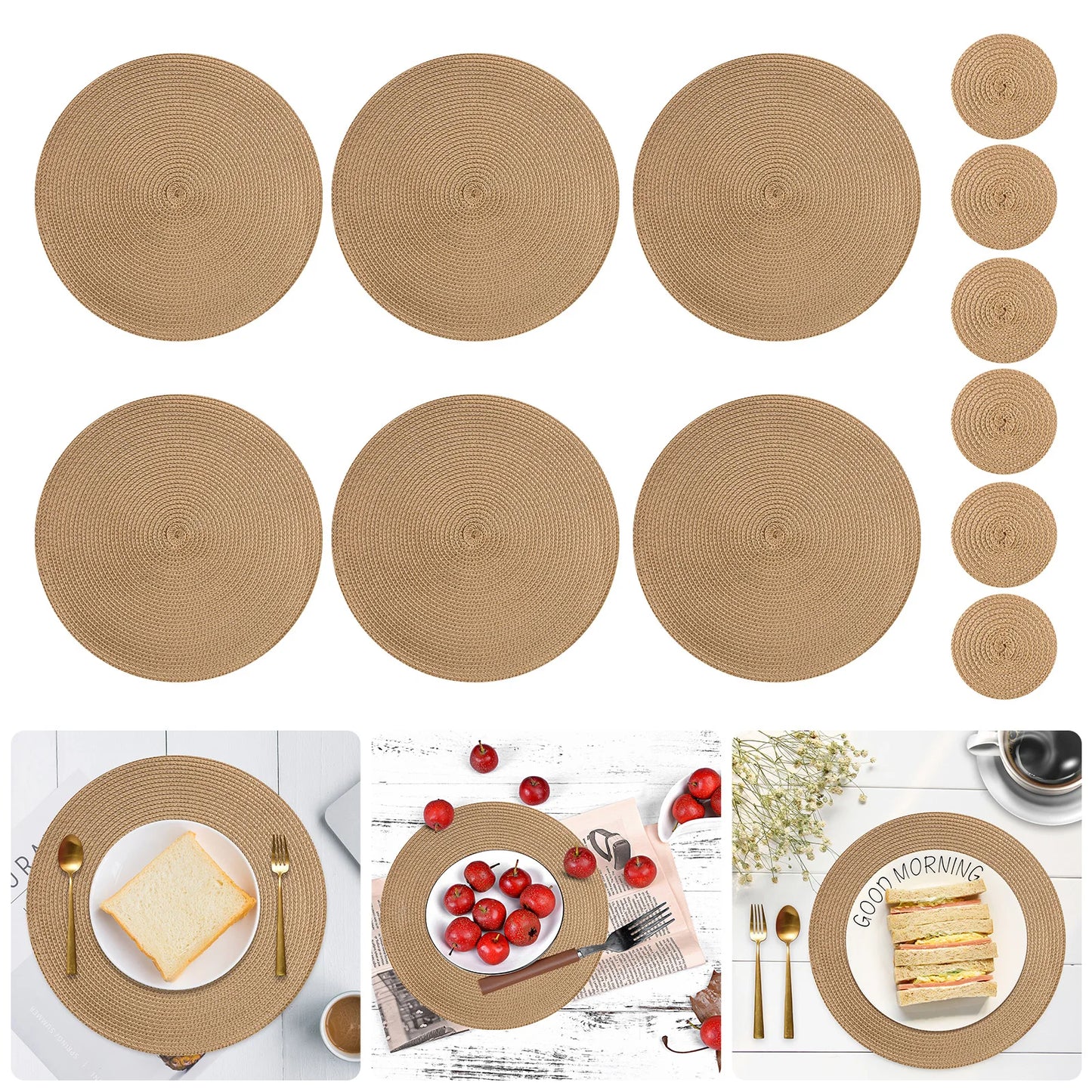 Round Braided Heat-Resistant Washable Dining Placemats