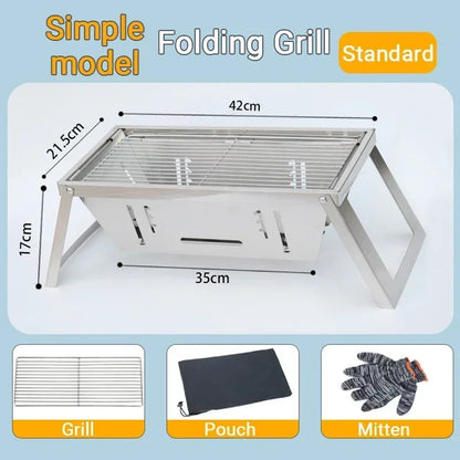 Stainless Steel Folding Smokeless Charcoal Barbecue Stove