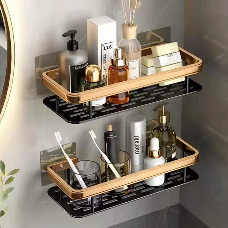 No-Drill Aluminum Bathroom Shelf