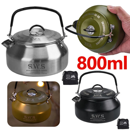 0.8L Portable Stainless Steel Camping Kettle