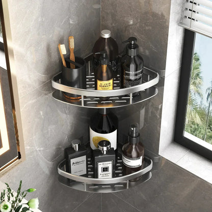 No-Drill Aluminum Bathroom Shelf